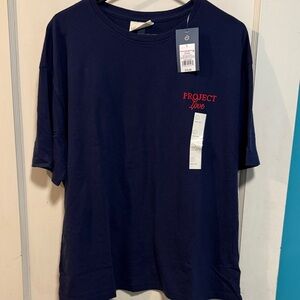 Project Love Universal thread Dark Blue Tee with Red Accent